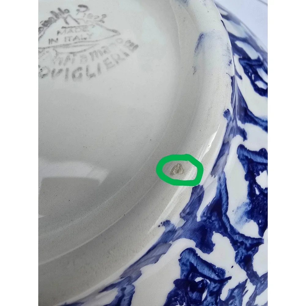 Leopoldo Piezi Italian Blue White Spongeware Stoviglierie Bowl 9